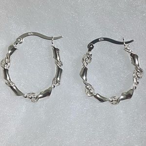 925 PURE Sterling silver  twisted hoops .